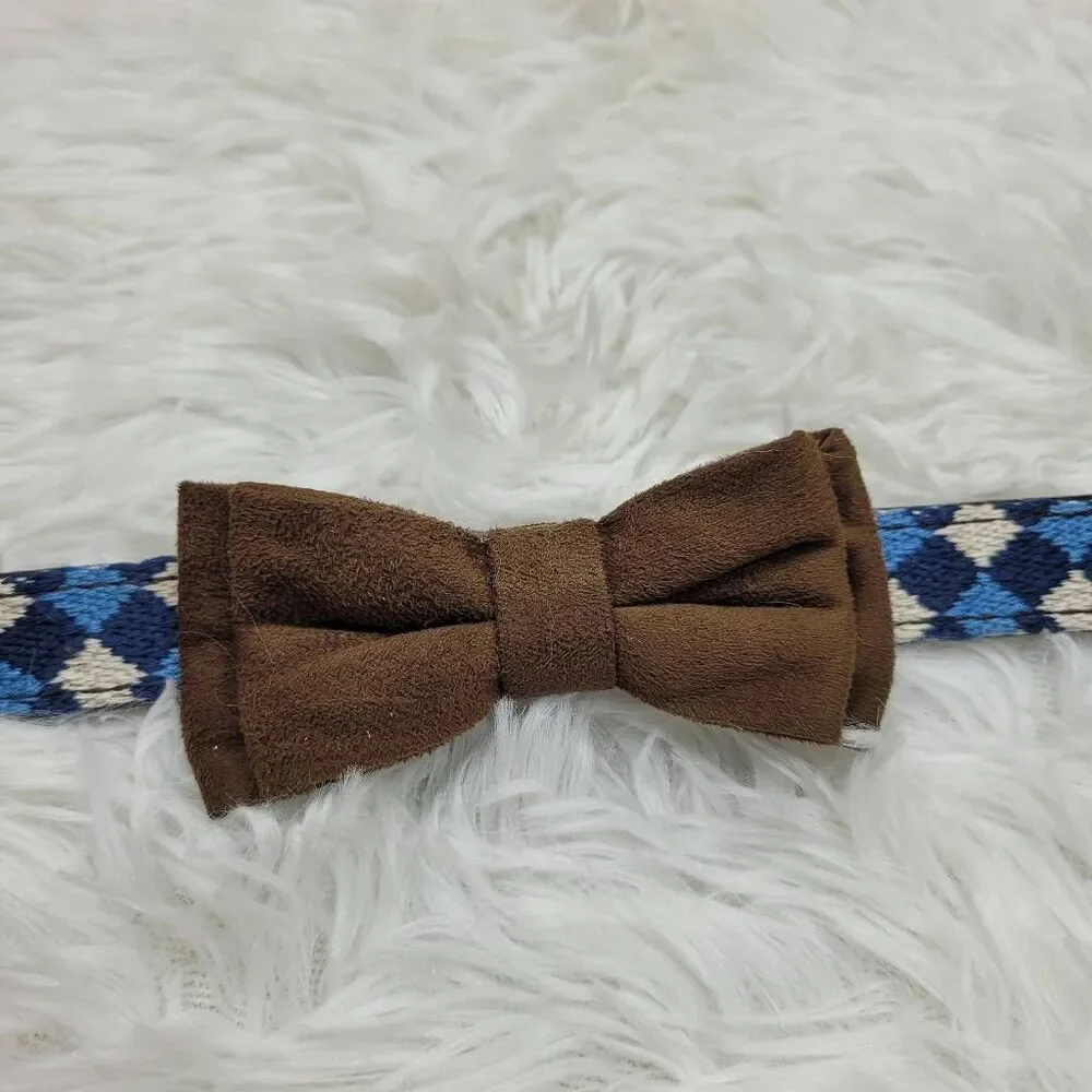 Bond & Co Dog Collar with Brown Bow Tie Slide Size Small